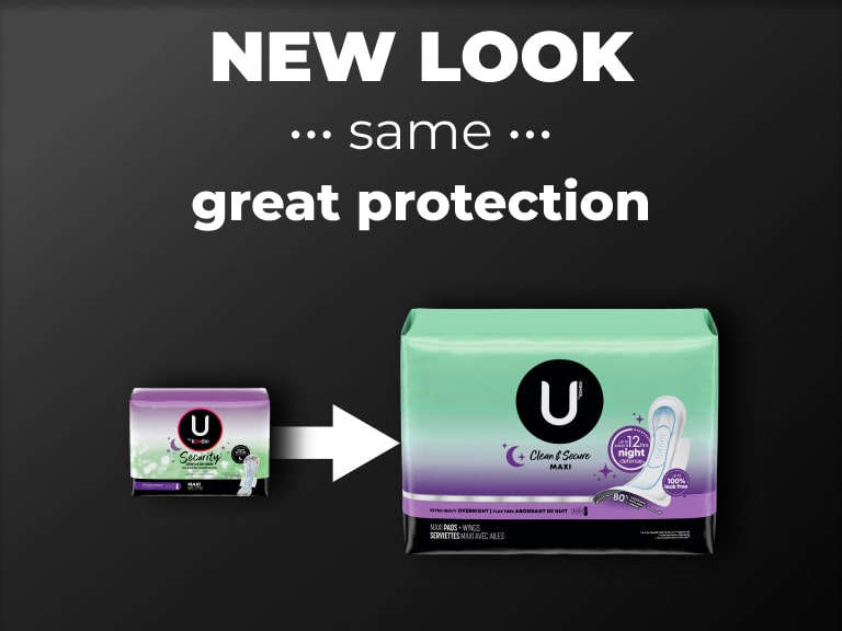 U by Kotex® serviettes hygiéniques maxi avec ailes Security -> Clean & Secure, absorption de nuit - nouveau design