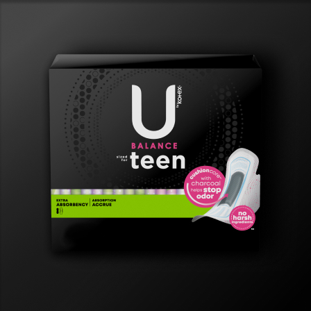 U By Kotex Teen Thin Feminine Pads with Wings, Extra Absorbency, Unscented,  14 Each