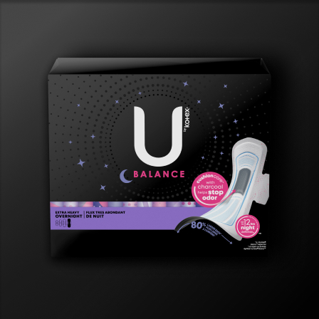 U by Kotex Extra Overnight Regular Pads with Wings Pack of 10
