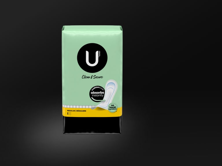 U by Kotex® Clean & Secure Ultra Thin pads, regular absorbency