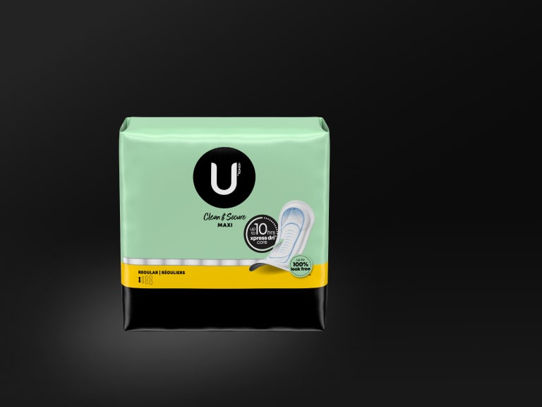 U by Kotex® Clean & Secure Maxi pads, regular absorbency