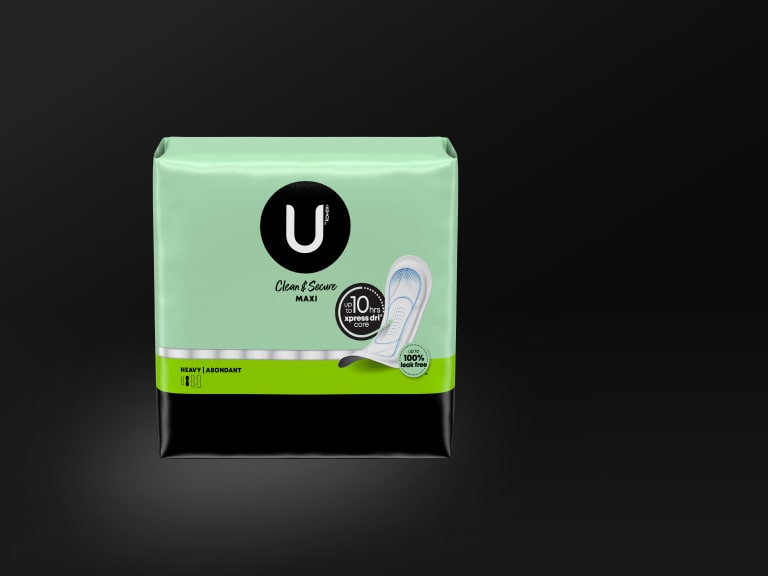 U by Kotex® Clean & Secure serviettes hygiéniques maxi, absorption élevée