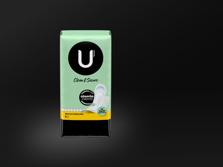 U by Kotex® Clean & Secure Ultra Thin pads with wings, regular absorbency