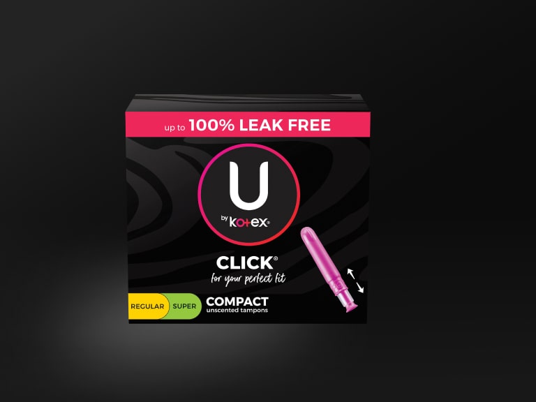 U by Kotex® Click tampons, regular/super combo pack