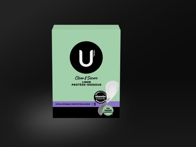 U by Kotex® Clean & Secure liners, extra coverage
