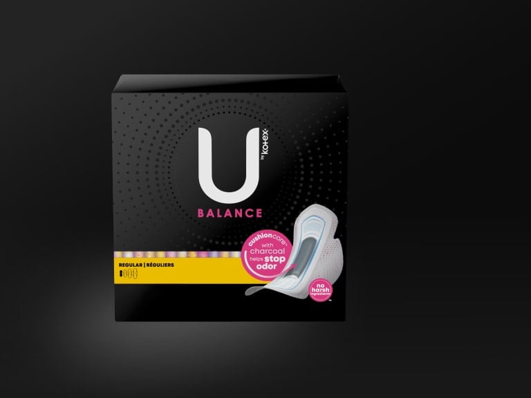 U by Kotex® Balance Ultra Thin pads with wings, regular absorbency