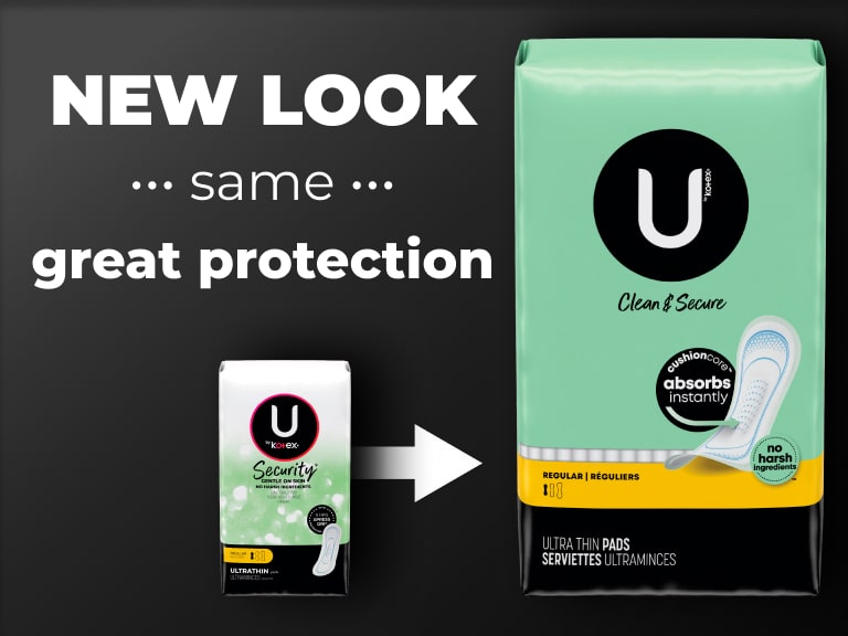 U by Kotex® Security -> Clean & Secure Ultra Thin pads, regular absorbency - new design
