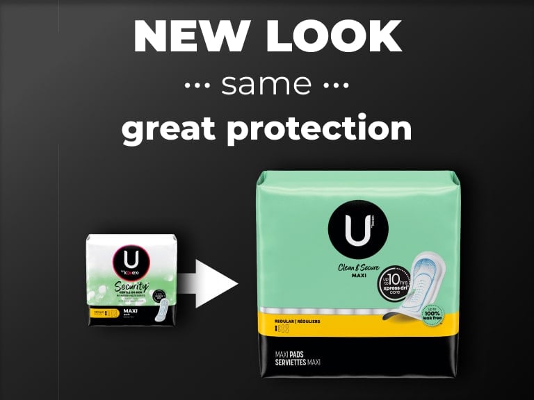 U by Kotex® Security -> Clean & Secure Maxi pads, regular absorbency - new design