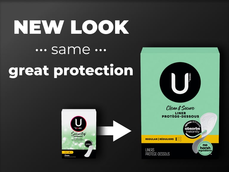 U by Kotex® Security -> Clean & Secure liners, regular absorbency - new design
