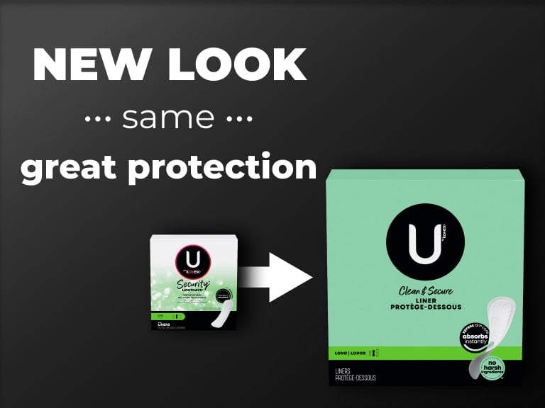 U by Kotex® Clean & Secure long liners - new design