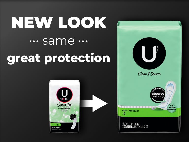 U by Kotex® serviettes hygiéniques ultra-minces Security -> Clean & Secure, absorption élevée - nouveau design