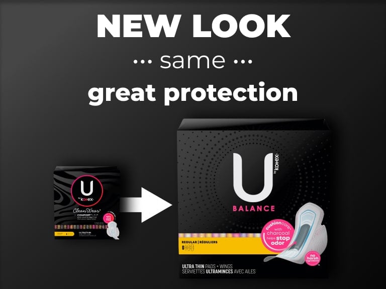 U by Kotex® Cleanwear -> Balance serviettes ultra-minces avec ailes, absorption normale - nouveau design